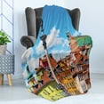 thumbnail image 4 of Travel Soft Flannel Fleece Throw Blanket, Scenic Summer Castle Square Sigismund Column Old Town in the Warsaw Poland, Cozy Plush for Indoor and Outdoor Use, 70" x 90", Multicolor, by Ambesonne, 4 of 5