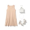 thumbnail image 2 of JWD Women's V-Neck Sleeveless Casual T-Shirt Dress With Pockets - Summer Loose Fit Mini Sundress for Beach Vacation Khaki S, 2 of 6
