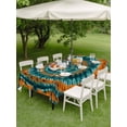 thumbnail image 2 of Rectangle Outdoor Tablecloth With Umbrella Hole And Zipper– Abstract Ethnic Tie Dye Waterproof Patio Table Cover for Party, Picnic, Backyard, 60"x120" , Explosion Teal Brown, 2 of 8