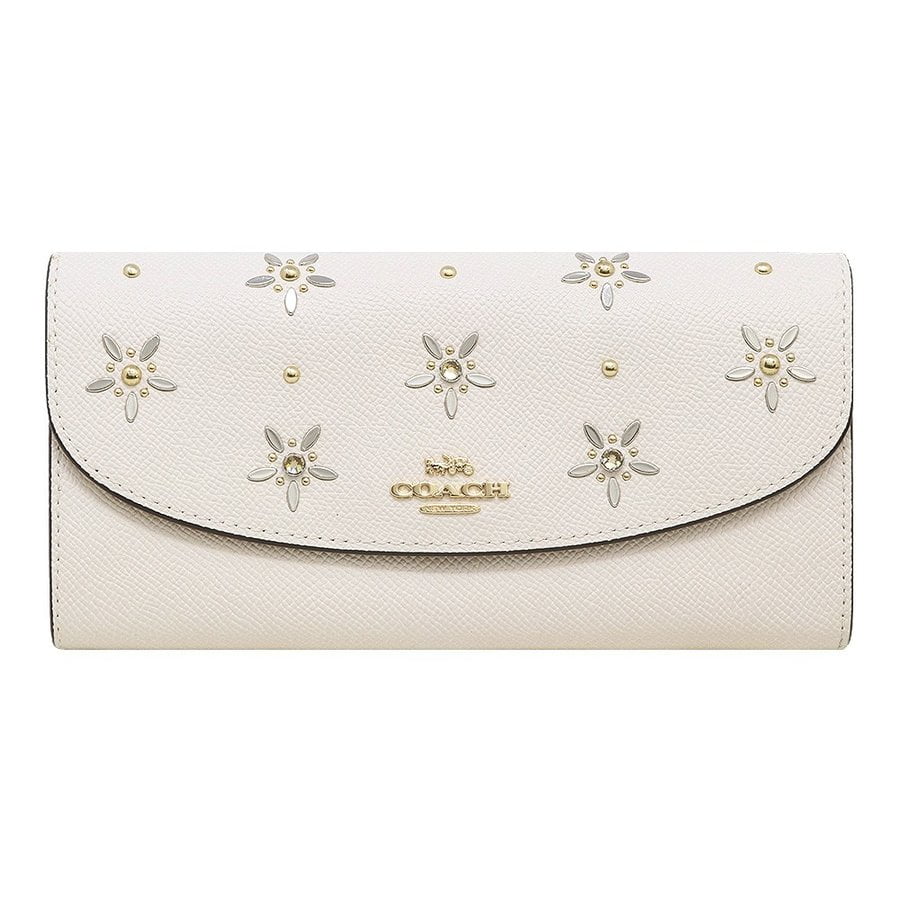 Coach Coach All Over Studs Slim Envelope Wallet in Chalk White