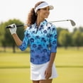 thumbnail image 4 of Uorisanigo Palm Tree Women's 3/4 Sleeve Golf Top Size 2XL Comfortable Polyester Spandex Fabric Moisture Wicking Tennis Activewear Casual Zipper Pullover Outing Wear Workout Sports, 4 of 7