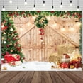 thumbnail image 2 of Felortte Polyester 10x8ft Christmas Barn Backdrop Wooden Door Gift Box Photography Background for Party Decor Pictures Banner Studio Booth Props, 2 of 7