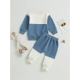 thumbnail image 4 of BblyThe Toddler Baby Boys Fall Outfits 0 6 12 18 24 Months 2T 3T Contrast Color Long Sleeve Sweatshirt and Elastic Pants Clothes Set, 4 of 9