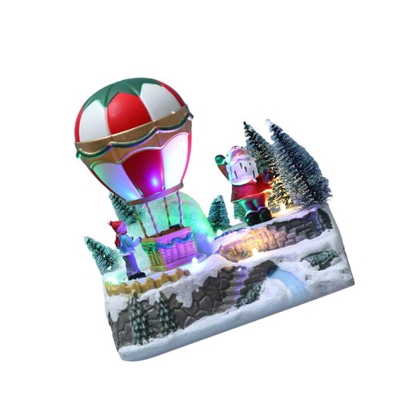 Billuyoard Xmas Ornaments Hot Air Balloon Christmas Miniature Indoor Cottage Craft Kits de decoración para fiestas ancianos 7.08 × 4.92 × 7.08 pulgadas