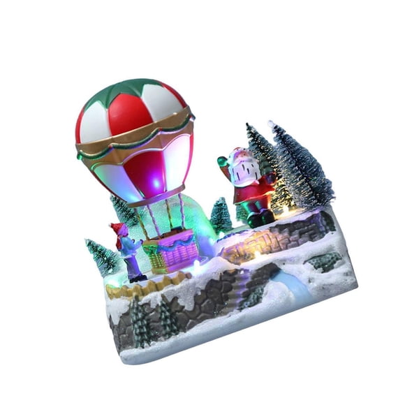 Cateissary Adornos navideños Globo aerostático Navidad Artesanía en miniatura Cabaña interior Kits de decoración para fiestas ancianos 7.08 × 4.92 × 7.08 pulgadas