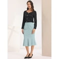 thumbnail image 3 of DARING DIVA Women's Elegant Knee Length Fishtail Pencil Skirt S Light Grey Blue, 3 of 6