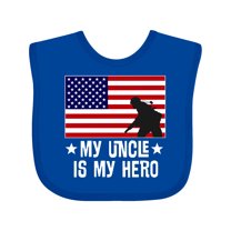 Inktastic Military Uncle is My Hero Us Flag Boys or Girls Baby Bib