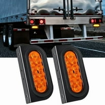 6Inch Oval Trailer Tail Light 2PCS Amber Stop Brake Turn Signals Lights with flush Mount Grommets Plugs Mounting Brackets Waterproof for Truck RV Tractor