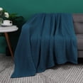 thumbnail image 2 of Unique Bargains Cotton Waffle Weave Bed Throw Blanket Teal Blue 90" x 90", 2 of 8