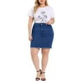 thumbnail image 2 of Unique Bargains Juniors Plus Size Skirts Casual Pockets Pencil Ripped Denim Skirt, 2 of 6