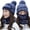 Blue, variant on Fleece Lined Womens Beanie Knit Hat, Winter Scarf Mask Set,Girls Warm Hat Earmuffs Cap with Pom