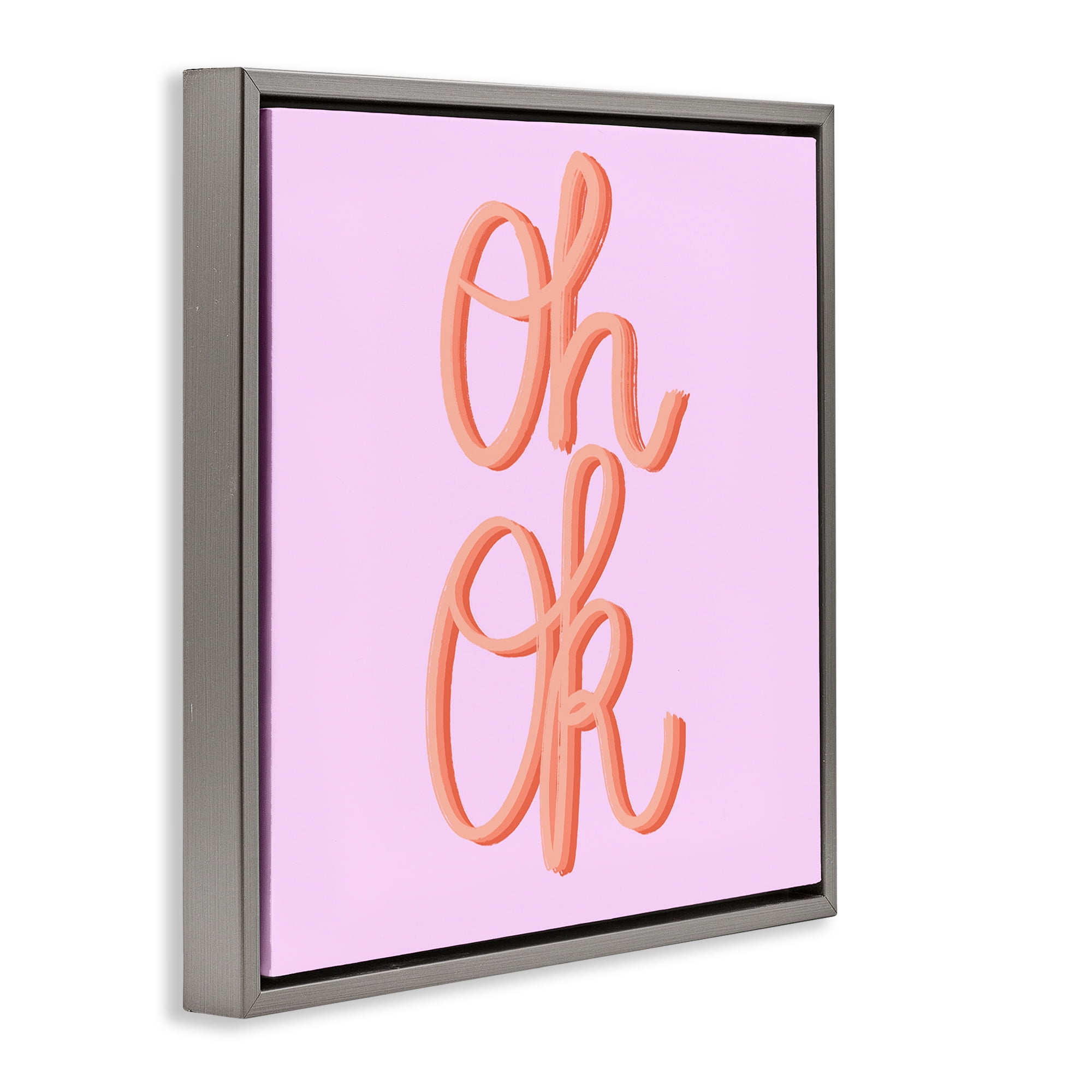 Stupell Industries Oh Ok Script Text & Numbers Painting Gray Floater Framed Canvas Art Print Wall Art, 18 x 18