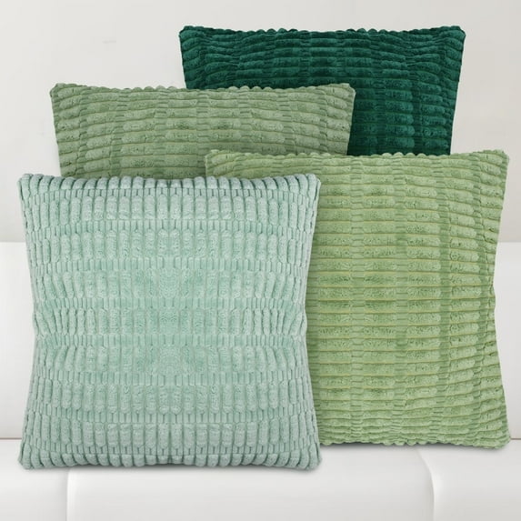 ZYNERY Juego de 4 Fundas de Almohada,Funda de Cojín Decorativas de Pana Suave y Cuadrado 45 x 45 cm,Cómodo y Lavable a Máquina,para Sofá,Cama,Automóvil, Exterior,Decoración de Navidad(Serie verde)