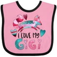 thumbnail image 3 of Inktastic I Love My Gigi Pink and Blue Fox with Hearts Boys or Girls Baby Bib, 3 of 4