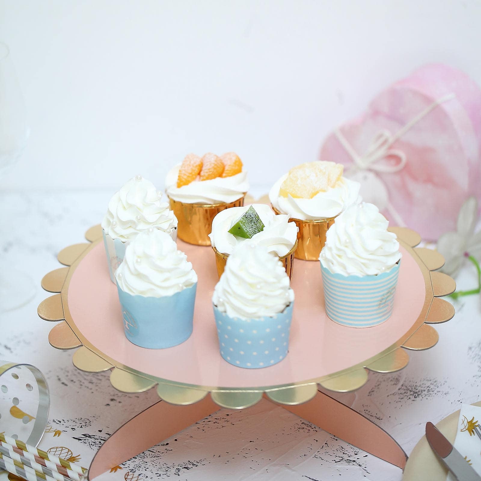 Efavormart 1 Tier 13" Blush Rose Gold Cardboard Cupcake Stand