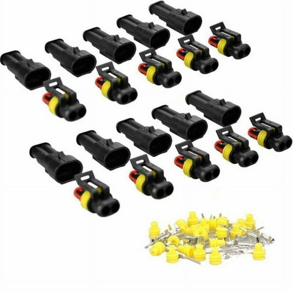 10pcs 2-Pin Way Car Auto Waterproof Electrical Connector Plug Socket Wire Kit