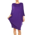 thumbnail image 6 of Women's Casual Loose Fit Long Sleeves Dolman Style Solid Midi Dress, 6 of 7