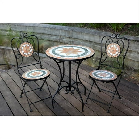 Barcelona Mosaic Outdoor Bistro Set, Sea