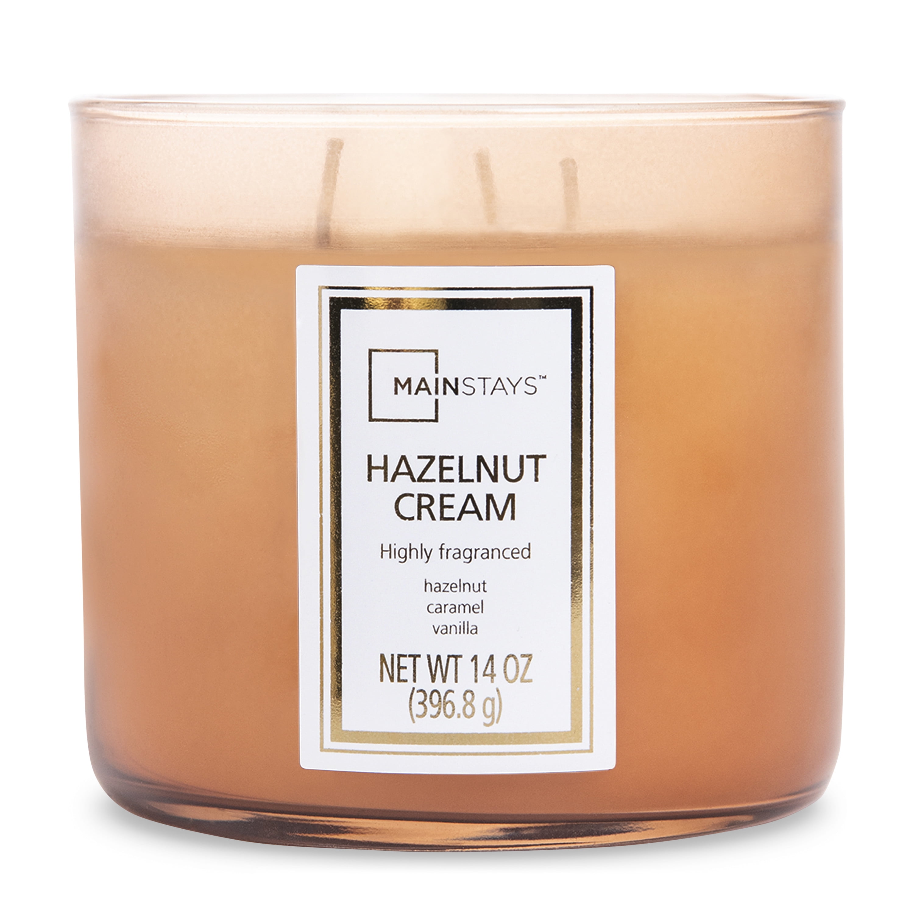 Mainstays 3-Wick Candle, Hazelnut Cream, Colored Jar - 14 oz
