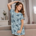 thumbnail image 3 of Fotbe Cute Hippopotamus Pattern Women's Cotton Nightgown Sleepwear Short Sleeves Shirt Casual Print Sleepdress, 3 of 6