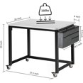 thumbnail image 3 of Rolling Computer Desk with 4 Smooth Wheels, Simple Style Mobile Writing Desk Home Office Study Table Movable Workstation with Metal Frame (White, 32"), 3 of 13