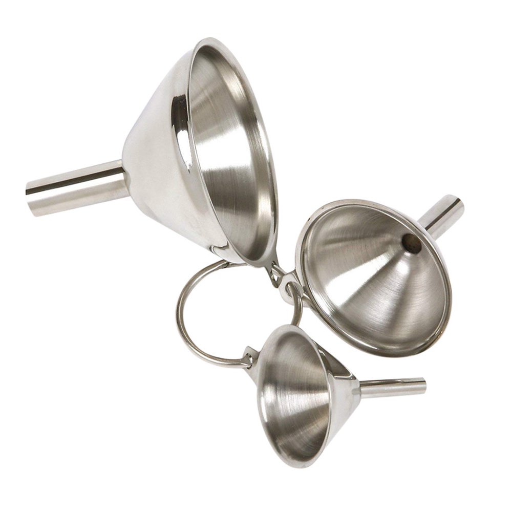Bowake Stainless Steel Funnels Set 3pc Canning Detachable Strainer