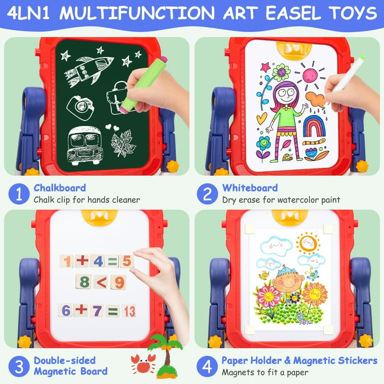 Xueyu Adjustable Double-Sided Art Easel, Blue with Magnetic Boards photo 2