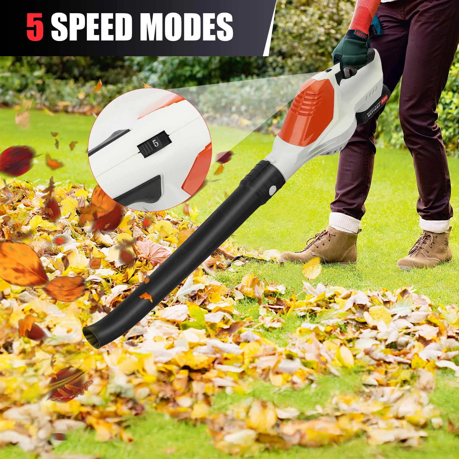 Torio Leaf Blower,21V 2 x 4000 mAh Battery Cordless Leaf Blower 5 Speed Mode 660CFM Electric Leaf Blowing for Lawn,Yard,Garden,House,Depot,Car