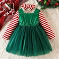 thumbnail image 4 of Edvintorg 12M-5Y Kids Party Dresses for Girls Christmas Striped Printing Long Sleeved Lace Dress with Headband Two-Piece Set Winter Girls Clothing Set, 4 of 7