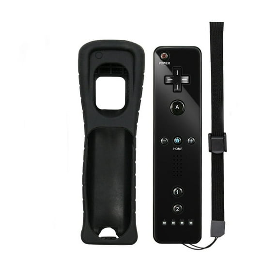 Remote Controller with Silicone Case and Wrist Strap Compatible Compatible with Wii/Wii U-black