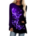 thumbnail image 1 of Camiseta holgada de manga larga con cuello redondo y estampado de mariposa a la moda para mujer Fridja  czfsfas250, 1 of 5