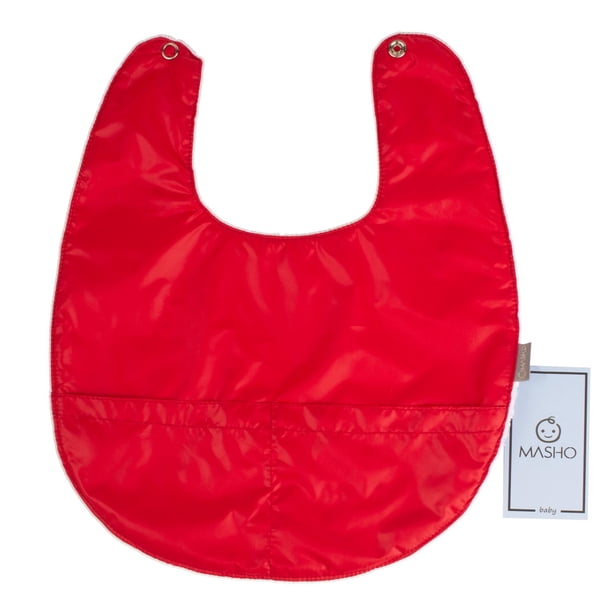 Babero con Olanes Masho, Impermeable y Cierre Velcro rojo Unitalla Masho Baberos Impermeables