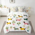 thumbnail image 2 of Manfei Dog Animals 7-Piece Twin Bedding Sets,Dachshund Printed Bedding Comforter Set,Tropical Botanical Monstera Sheet Sets For Boys,Luxury Bedroom Decor Reversible, 2 of 8