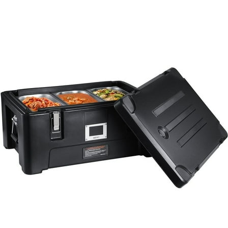 CAFORKP 36Qt Catering Hot Box, Stackable Insulated Food Carrier with 3 Stainless Steel Pans