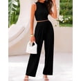 thumbnail image 3 of BTFBM Summer Outfits For Women Cropped Sleeveless Tank Tops Wide Leg Pants 2 Piece Sets Beach Lounge Set Clothing, 3 of 7