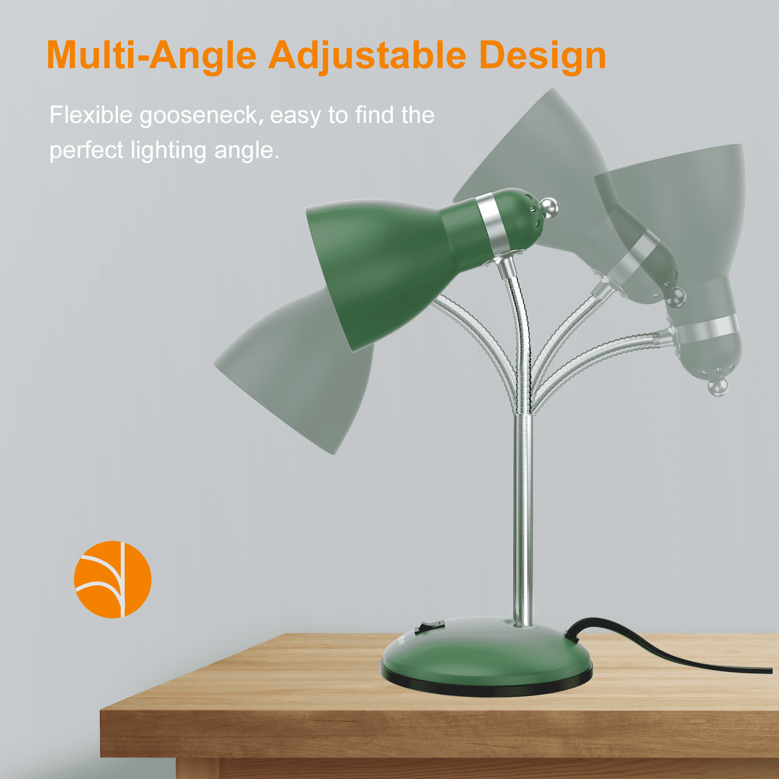 LEPOWER Metal Desk Lamp, Adjustable Gooseneck Table Lamp for Home, Office, Bedroom, Green