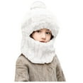 thumbnail image 2 of Xdegoge Kids Winter Hat for Boys Girls 3 in 1 Beanie Hat with Scarf and Mask Fuzzy Plush Cold Weather Thermal Windproof Balaclava Pompom Outdoor Sport Ski Mask Caps, 2 of 4