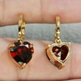 thumbnail image 3 of 4Ct Heart Lab Created Red Garnet Solitaire Drop Dangle Earrings 14K Yellow Gold Finish, 3 of 3