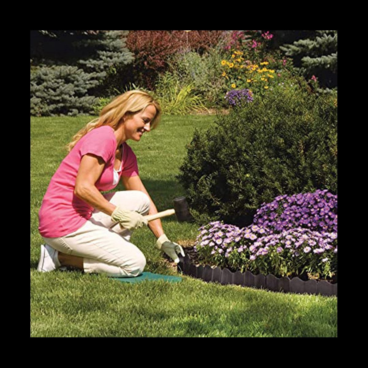 Garden Lawn Edging - 60 Pack Landscape Border Flexible Edging Plastic Fence DIY Decorative
