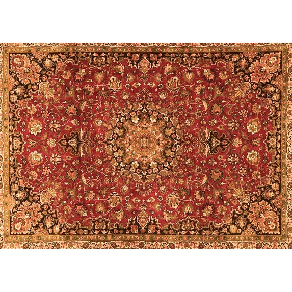 Ahgly Company Indoor Rectangle Medallion Orange Traditional Area Rugs, 2' x 3'