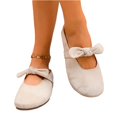 thumbnail image 5 of Women’s Mules Toe Suede Upper Double Bow Mary Jane Slip On Backless Ballet Mule Shoes Hidden Heel Round Toe Dress Flats for Spring Office Casual Daily Wear Business Travel Outfits, 5 of 5