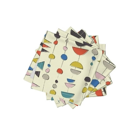 Mid Century Modern Decor - Cocktail Napkins 50S Atomic Atomic Mid Century Modern Home Decor Set of 4