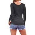 thumbnail image 3 of Langwyqu Long Sleeve Low Neck Slim Fit Buttons Shirt Female Spring Autumn Tops, 3 of 4