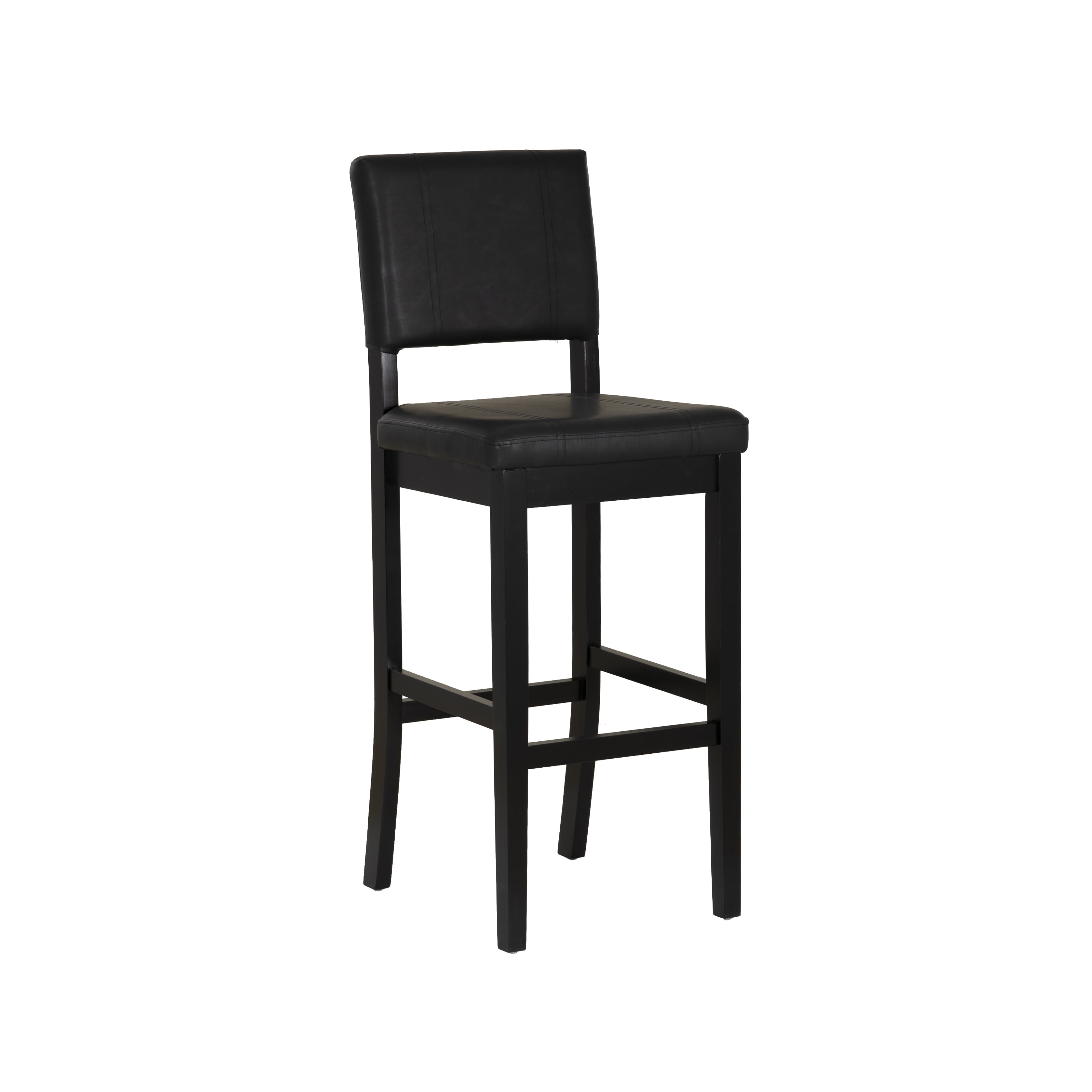 Linon Milano 31" Indoor Padded Mid Back Barstool, Black Faux Leather