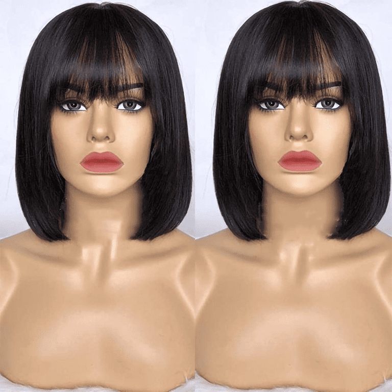 Straight Short Bob Wigs With Bangs Human Hair wigs For Black  display picture 1