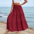 thumbnail image 5 of Vetsdori Red Women Summer Solid Color Casual Long Skirt With High Waist And Flowing Long Skirt And Half Skirt, 5 of 6