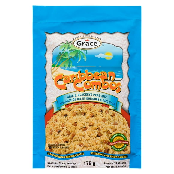 Grace Kennedy Caribbean Combos Rice & Blackeye Peas Mix, 175g Bag, Grace Kennedy Caribbean Combos Rice & Blackeye Peas Mix, 175g Bag