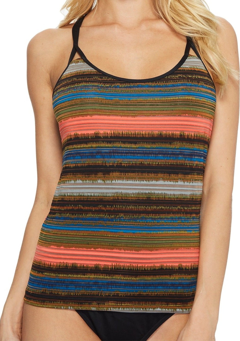 Jantzen Womens Shadow Stripe Tankini Top Swimwear XS