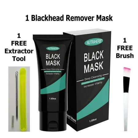 Blackhead Remover Mask Kit With One Peel Off Mask One Blackhead Extractor Tool And One Facial Brush Extra Large Size. Removes Blackheads, Cleans Pores, Absorbs Excess Oil Gently Peel Away Blackheads