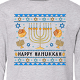 thumbnail image 4 of Inktastic Happy Hanukkah Sweater Style Design with Menorah and Dreidel Long Sleeve Youth T-Shirt, 4 of 5